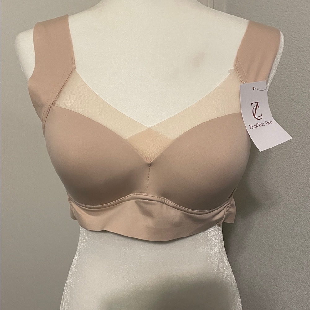 ZenChic Beige Mesh Detail Bra NWT